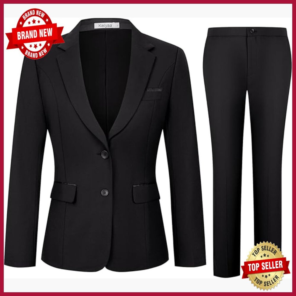Slim Fit 2-Piece Business Suit Set With Blazer And Pants For Office Wear